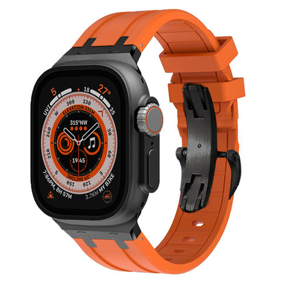 Durable Silicone Watch Strap With Secure Buckle And Metal Fitting