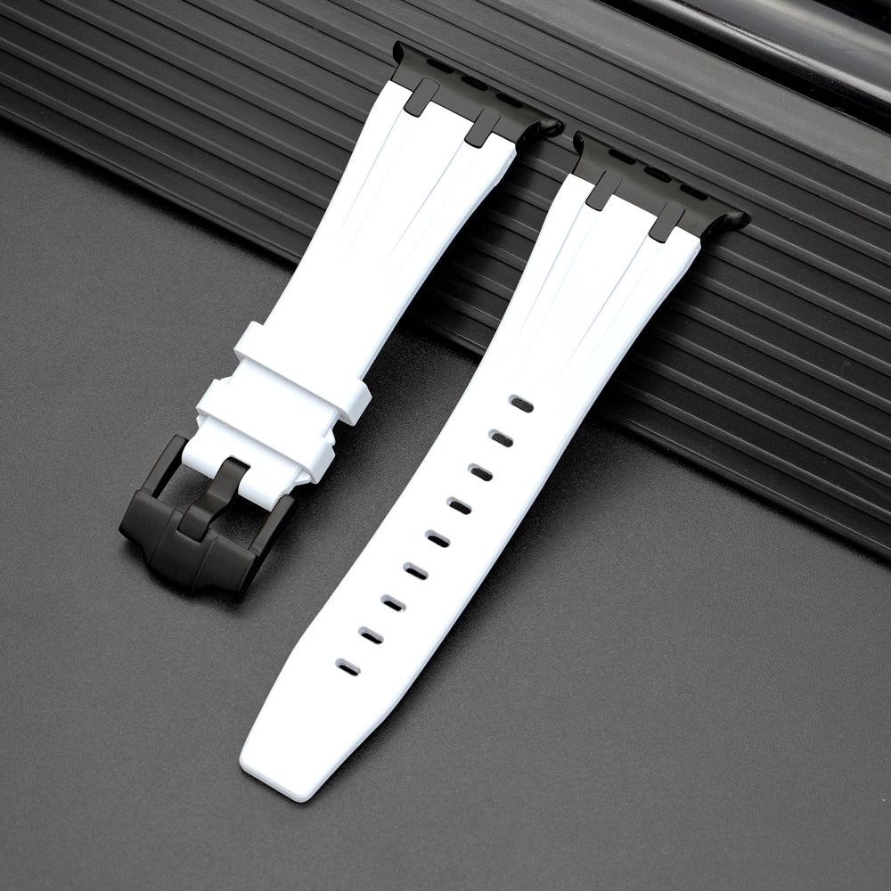 Soft Silicone Strap With Silver Buckle For Apple Watch
