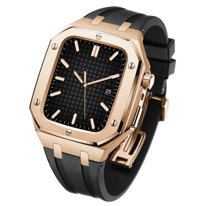 Durable Silicone and Stainless Steel Apple Watch Case