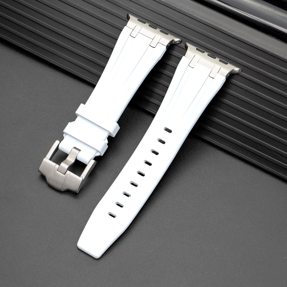 Soft Silicone Strap With Silver Buckle For Apple Watch