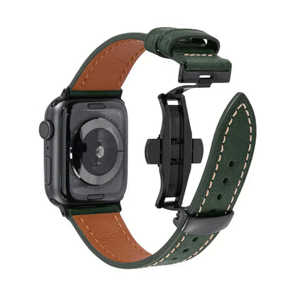 Premium Leather Strap for Apple Watch with Silver Buckle