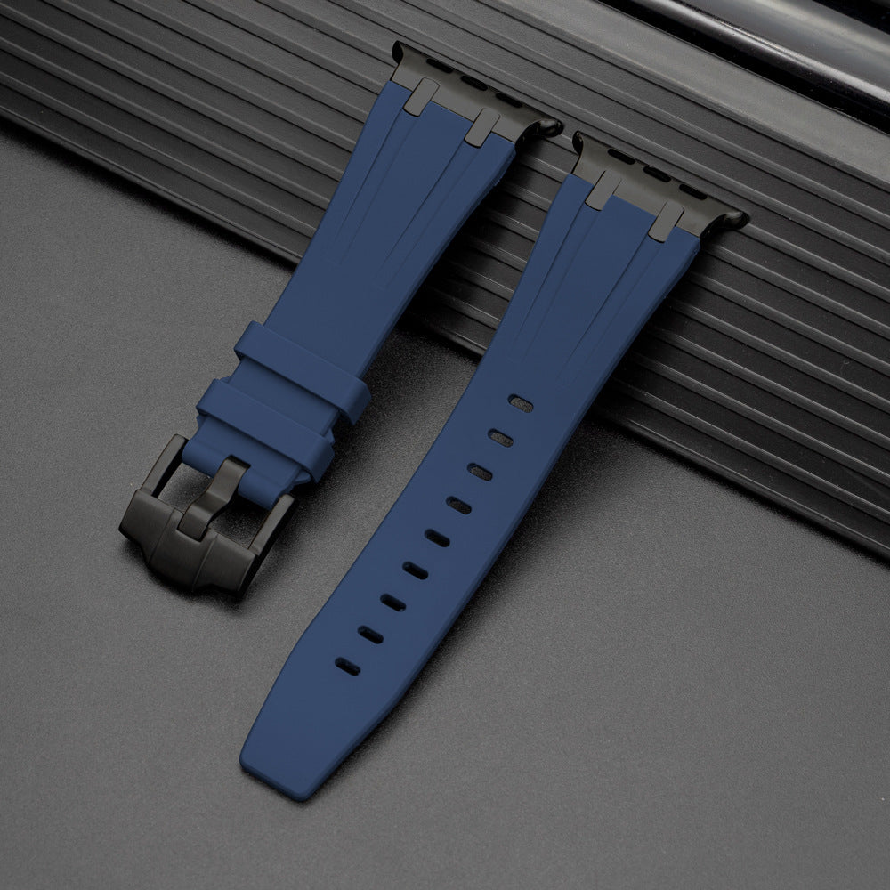 Soft Silicone Strap With Silver Buckle For Apple Watch