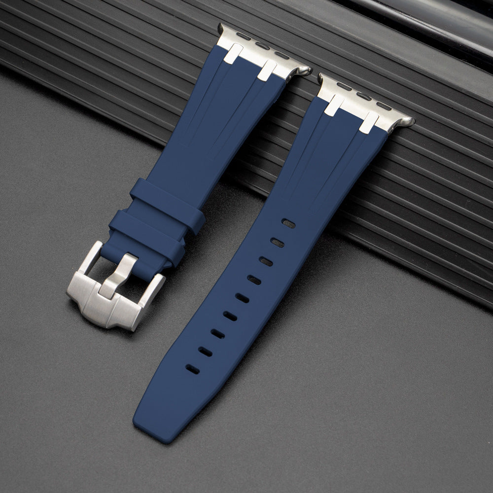 Soft Silicone Strap With Silver Buckle For Apple Watch