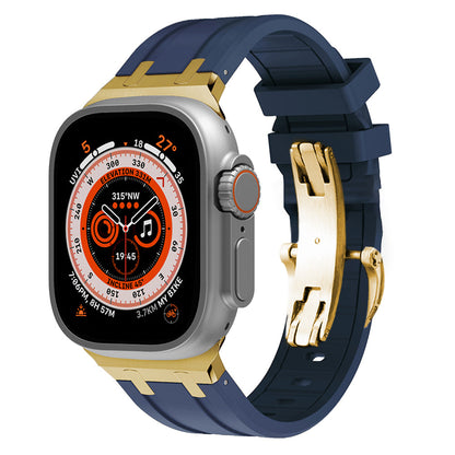 Durable Silicone Watch Strap With Secure Buckle And Metal Fitting