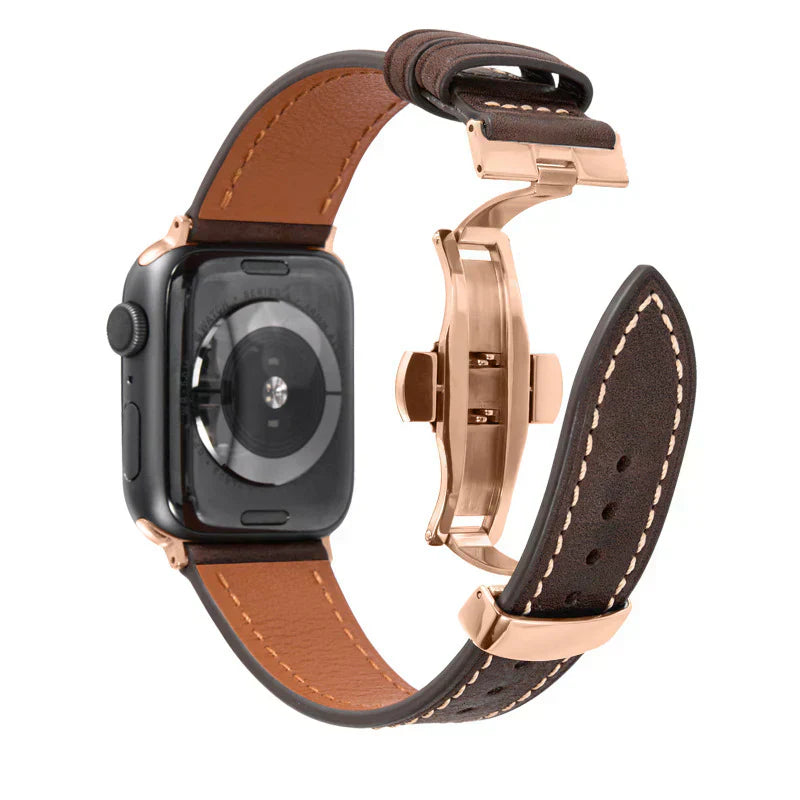 Premium Leather Strap for Apple Watch with Silver Buckle
