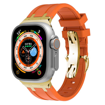 Durable Silicone Watch Strap With Secure Buckle And Metal Fitting