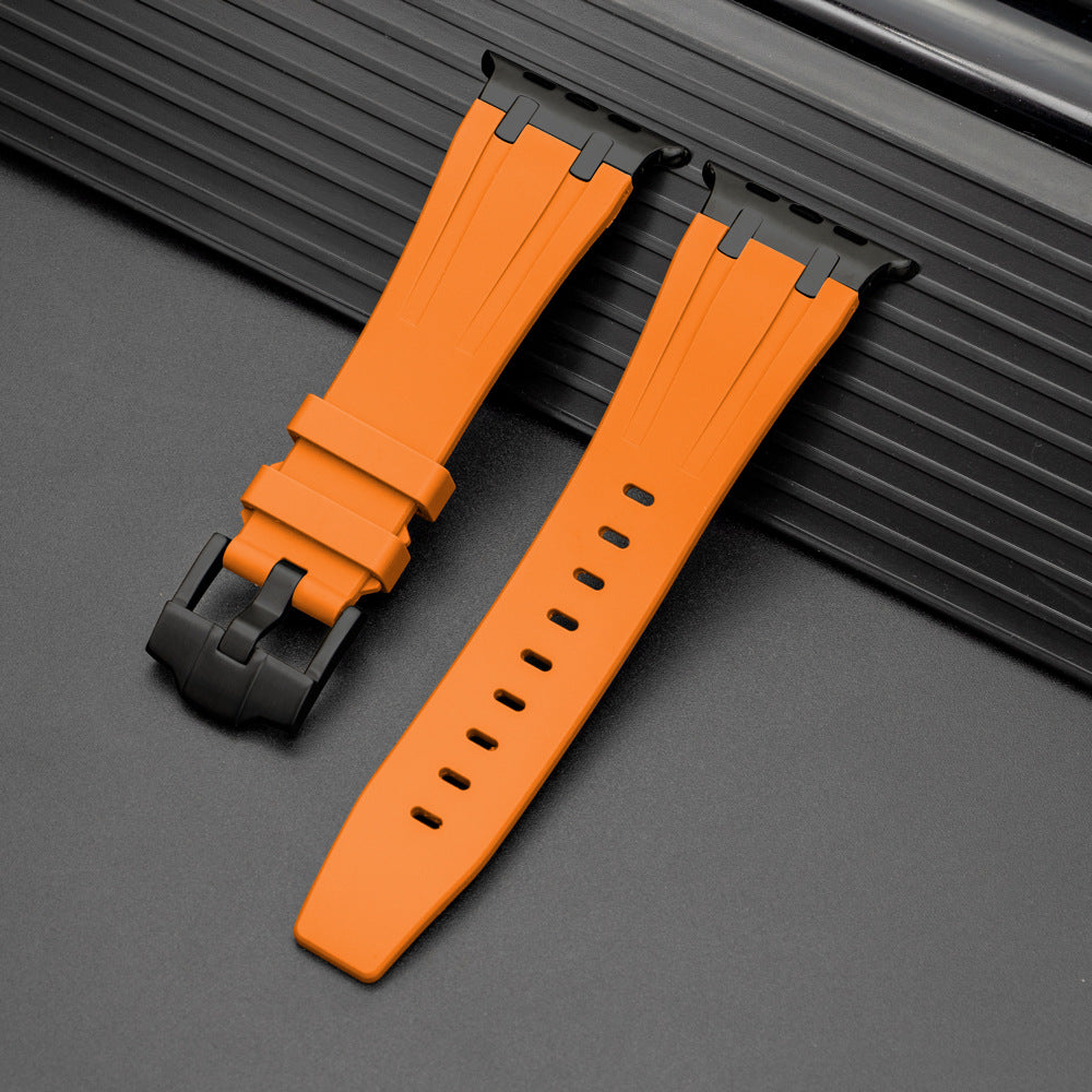 Soft Silicone Strap With Silver Buckle For Apple Watch