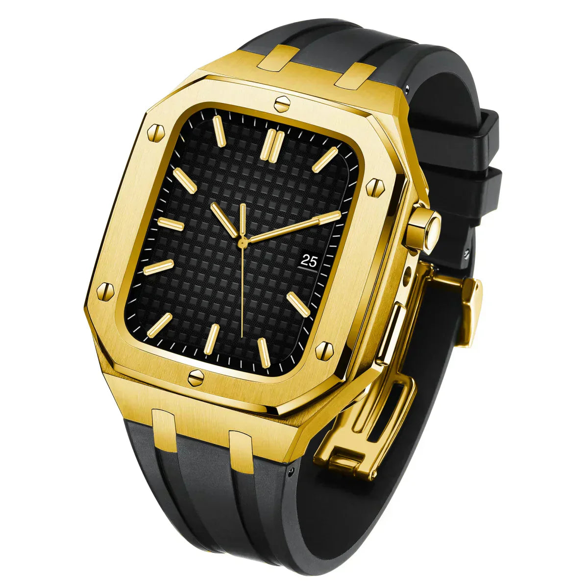 Durable Silicone and Stainless Steel Apple Watch Case