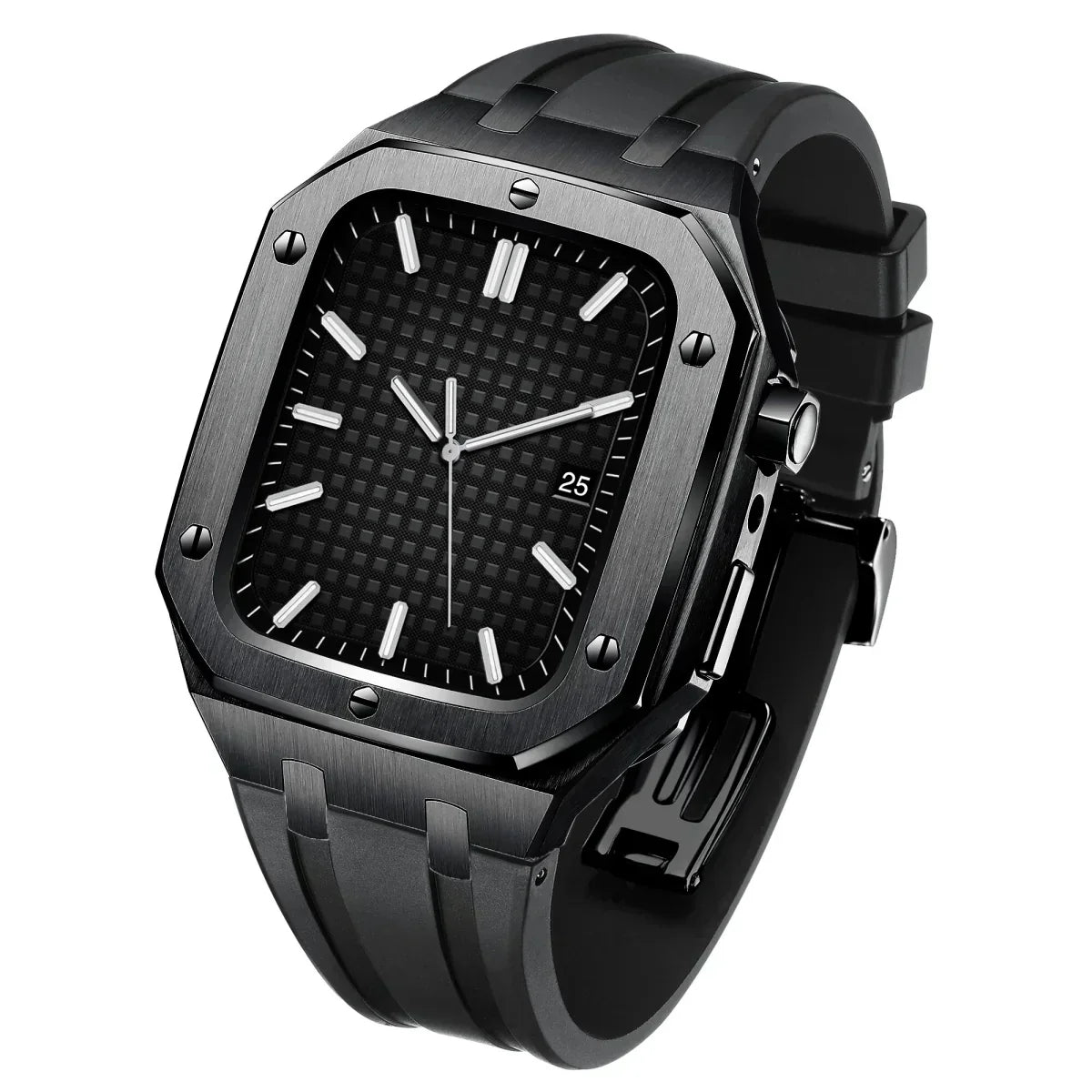 Durable Silicone and Stainless Steel Apple Watch Case