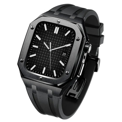 Durable Silicone and Stainless Steel Apple Watch Case