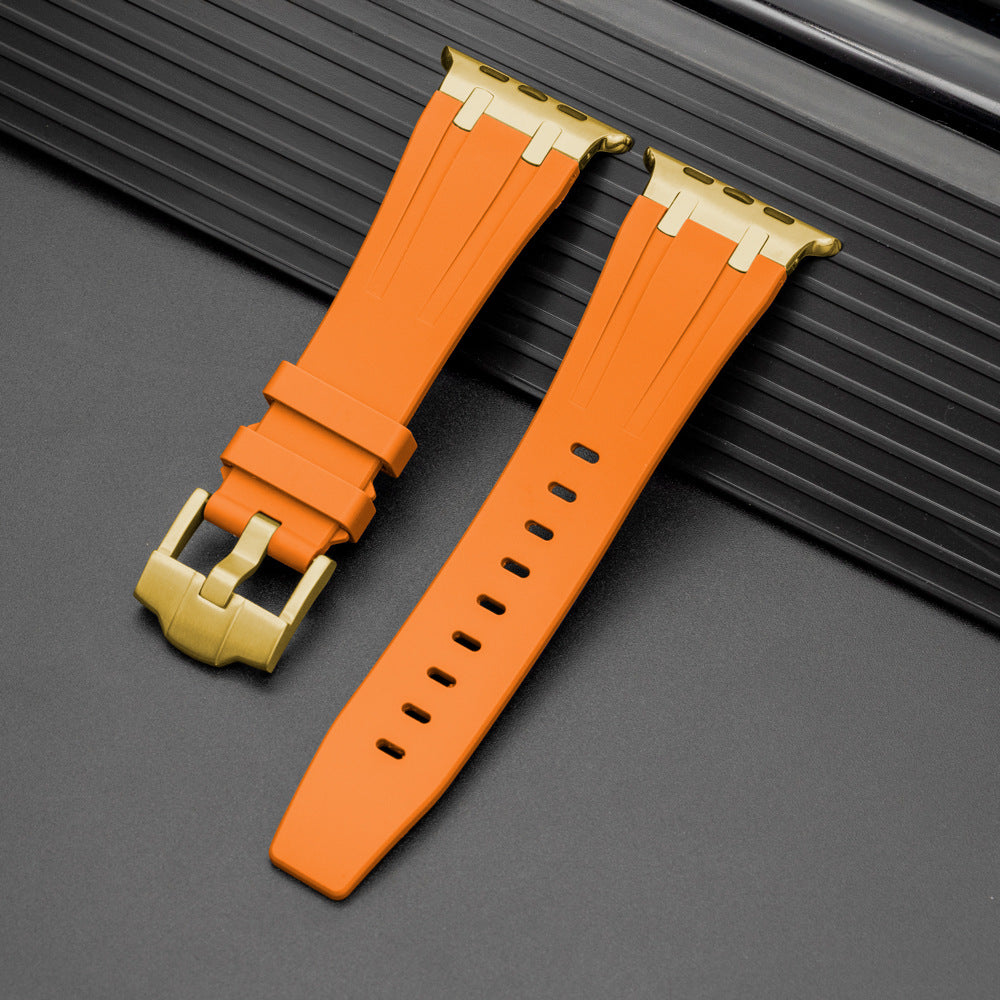 Soft Silicone Strap With Silver Buckle For Apple Watch