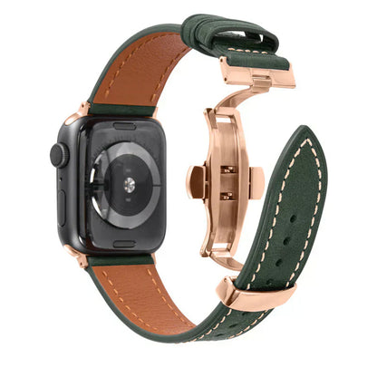 Premium Leather Strap for Apple Watch with Silver Buckle