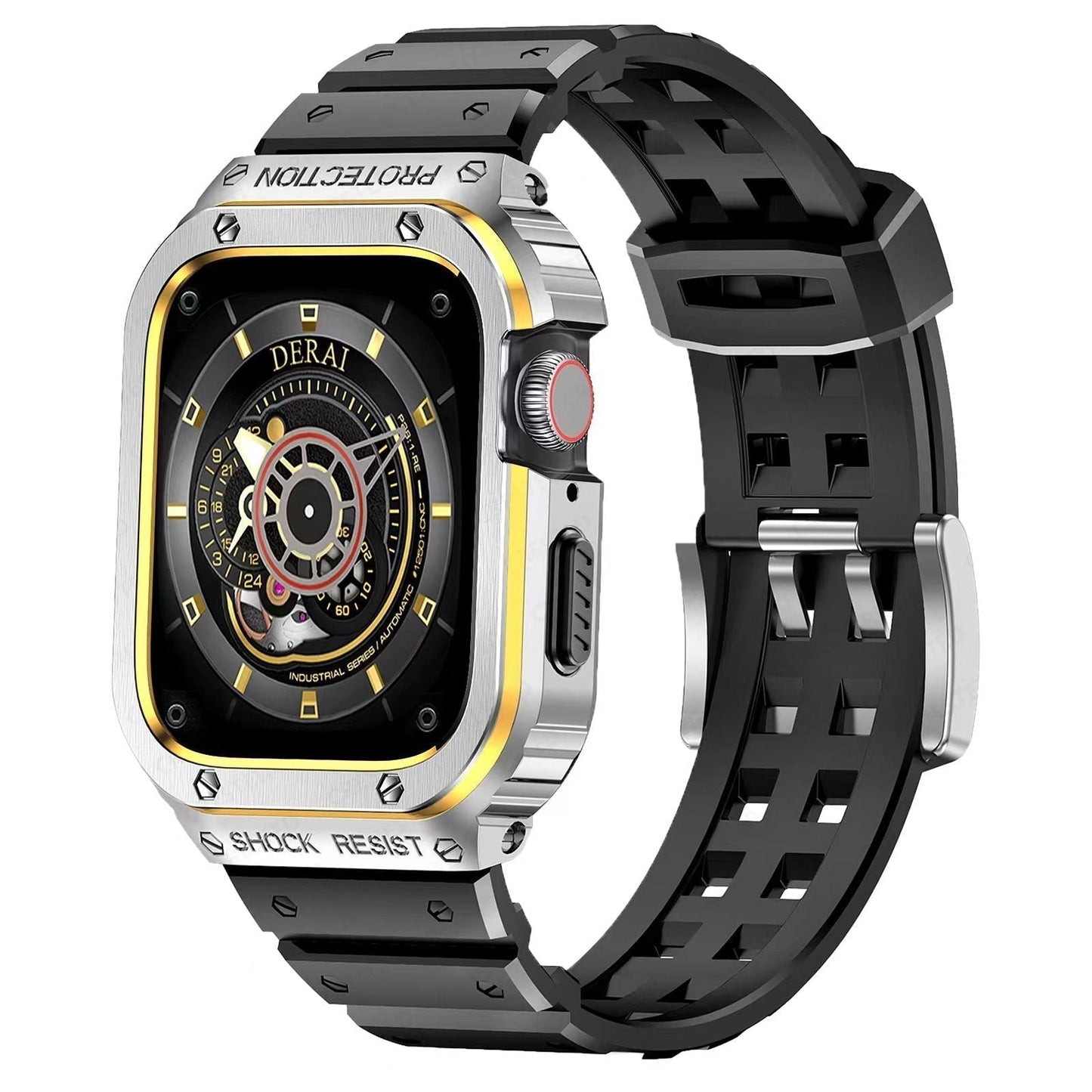 Durable Silicon Apple Watch Band With Metal Case