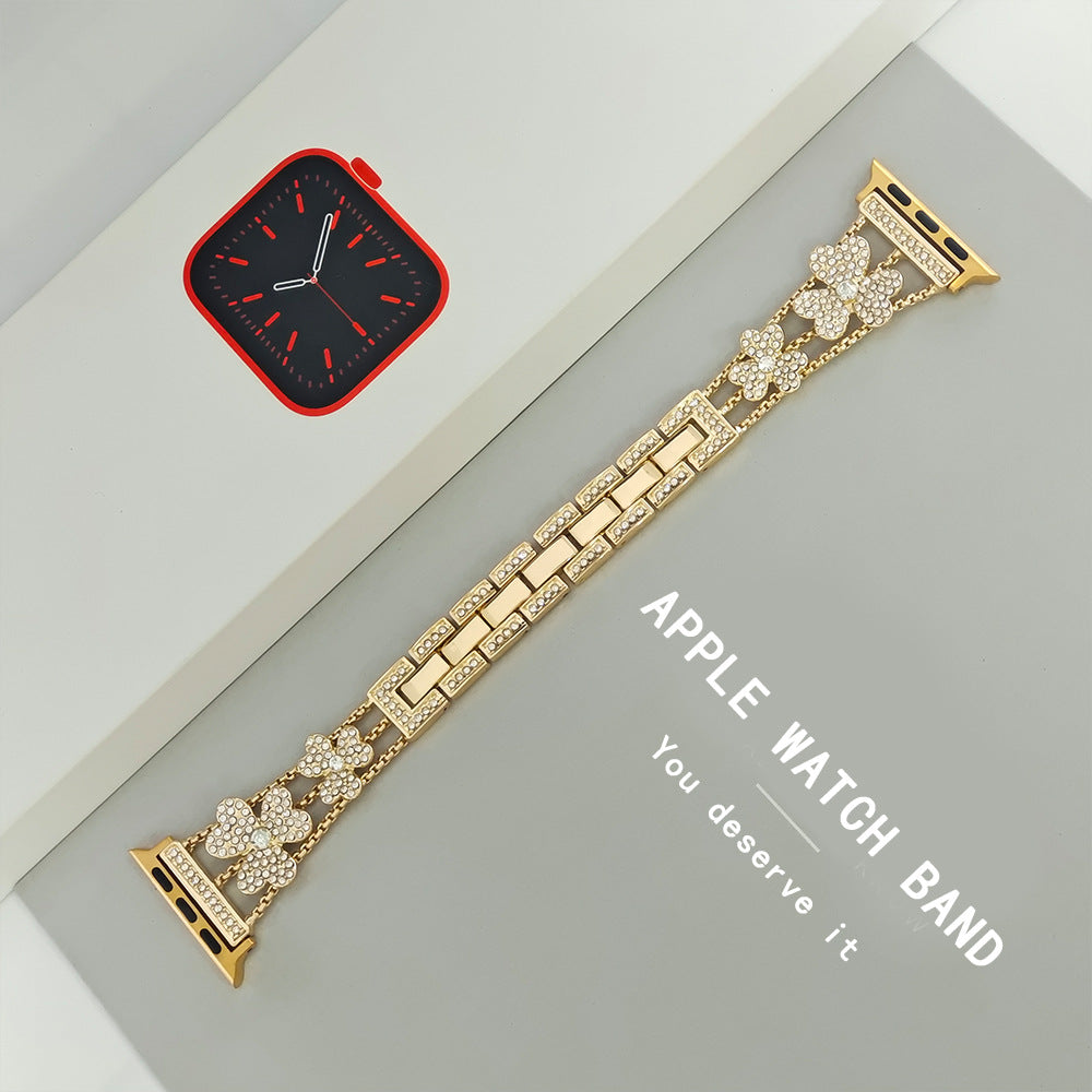 Elegant Flower Crystal Apple Watch Link Bracelet