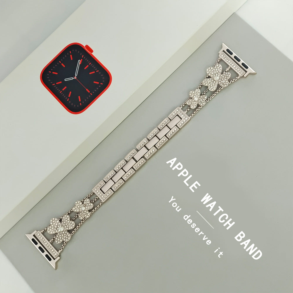 Elegant Flower Crystal Apple Watch Link Bracelet