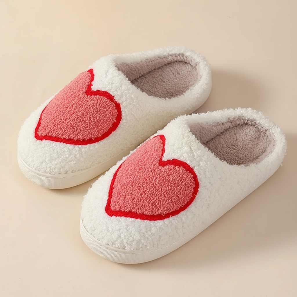 Comfy Women's Heart Pattern Soft House Slippers