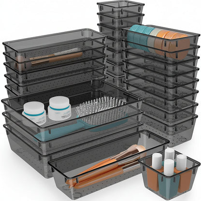 Compact Stackable Storage Tray Set for Home Office