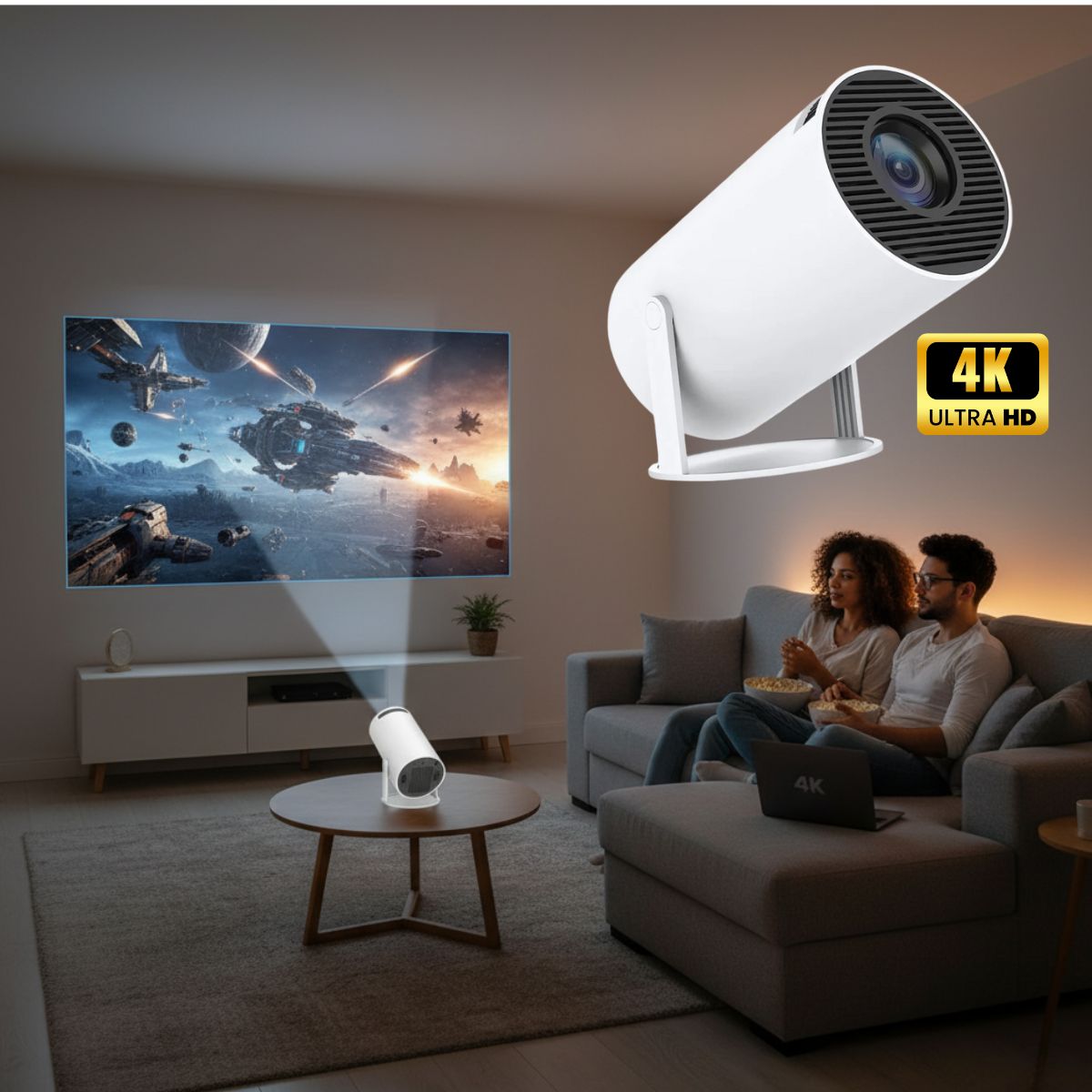 Compact 4K Portable Projector With Auto Focus - Lusomart