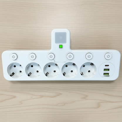 Compact USB Wall Outlet with Nightlight and Separate Switches