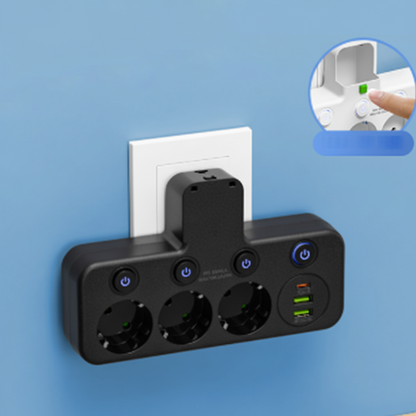 Compact USB Wall Outlet with Nightlight and Separate Switches