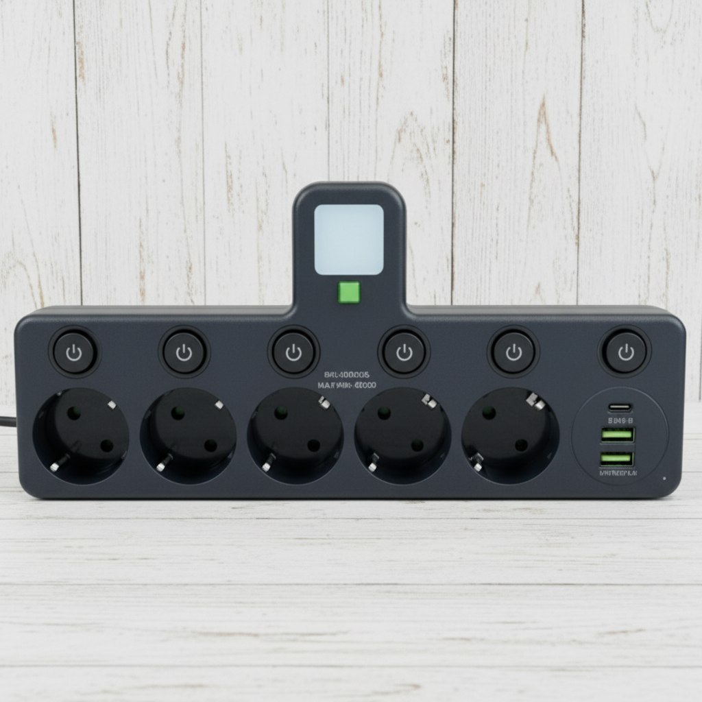 Compact USB Wall Outlet with Nightlight and Separate Switches