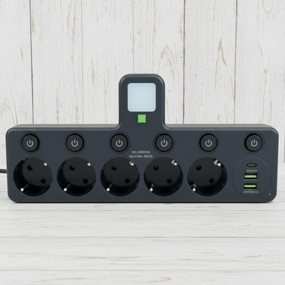 Compact USB Wall Outlet with Nightlight and Separate Switches