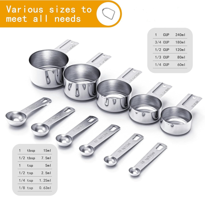 Premium Stainless Steel Measuring Cups Spoon Set