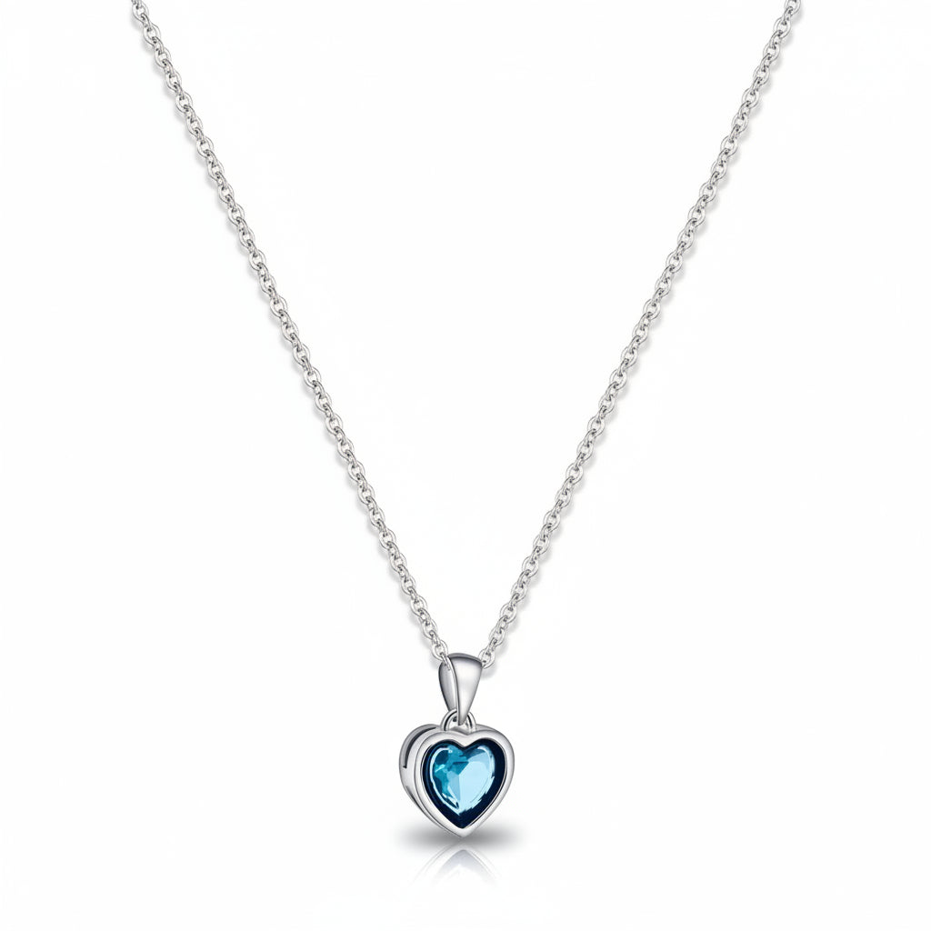 Beautiful Heart Shaped Blue Sapphire Necklace - Lusomart