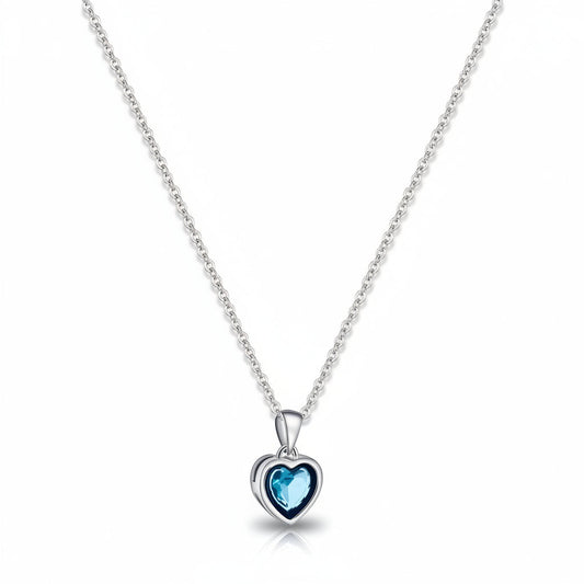 Beautiful Heart Shaped Blue Sapphire Necklace - Lusomart