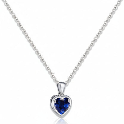 Beautiful Heart Shaped Blue Sapphire Necklace