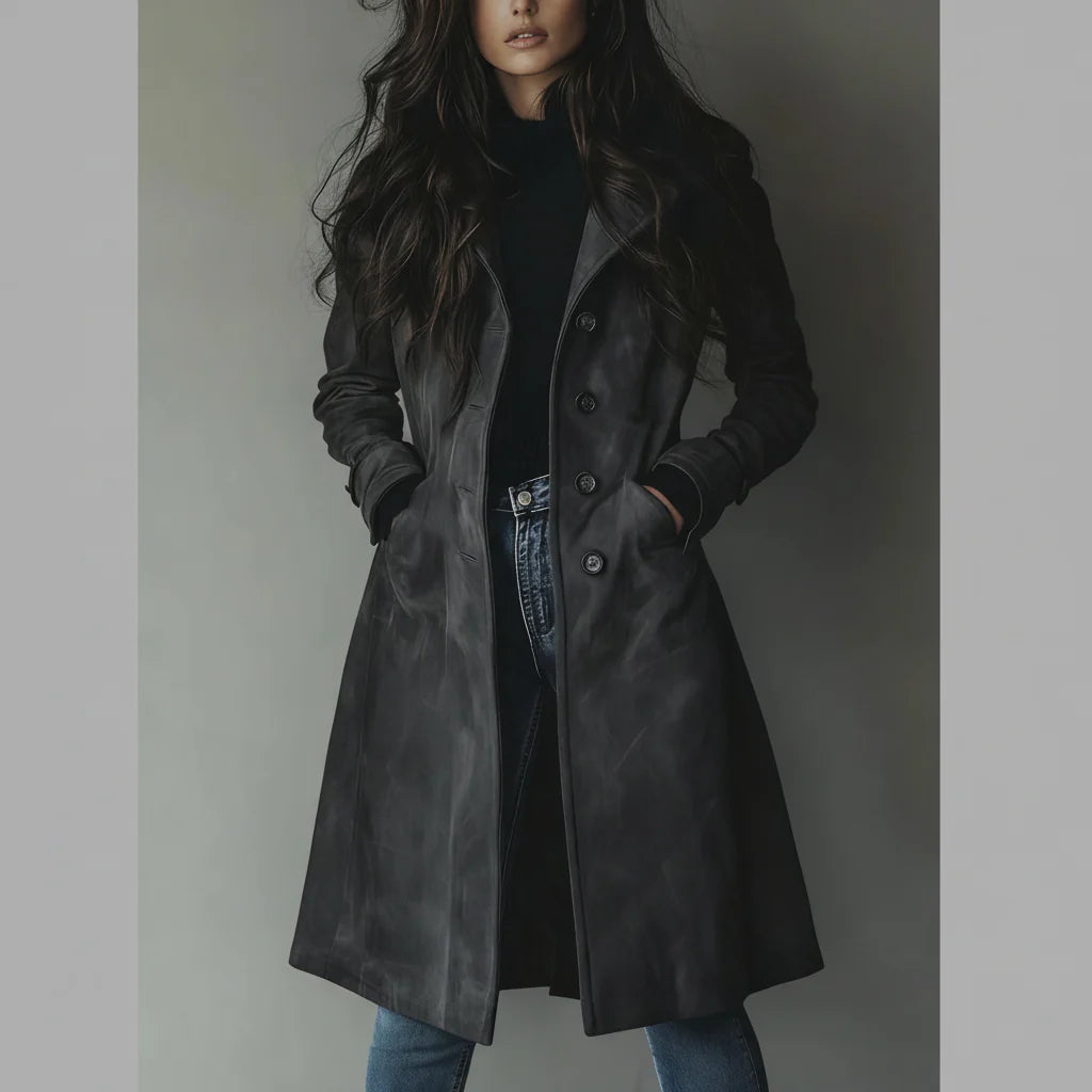 Classic Suede Trench Coat Waterproof Fall Jacket