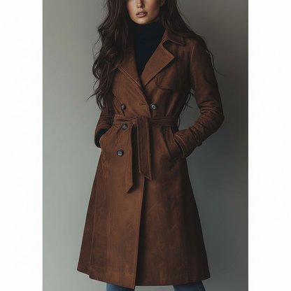 Classic Suede Trench Coat Waterproof Fall Jacket - Lusomart