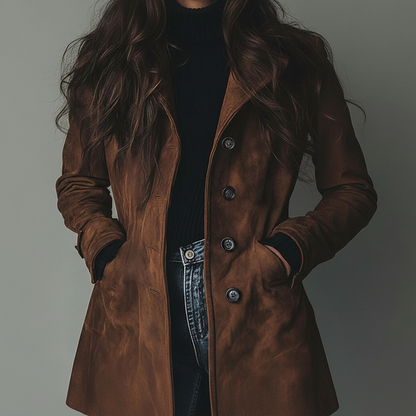 Classic Suede Trench Coat Waterproof Fall Jacket