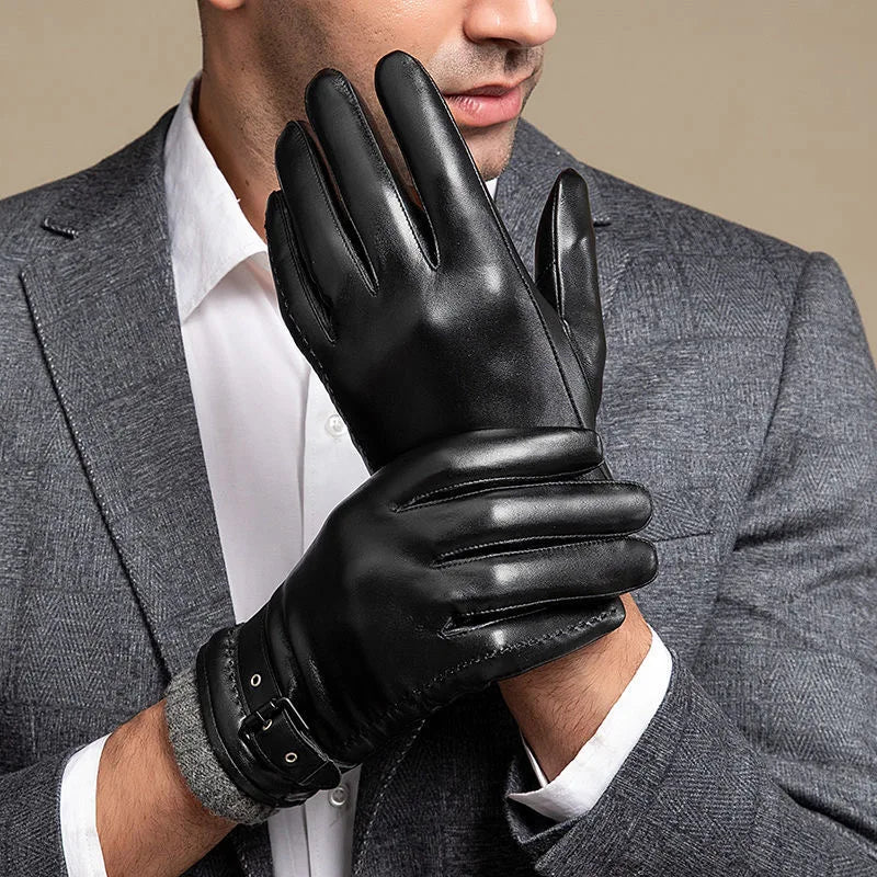 Warm Touch Leather Gloves with Soft Cuffs