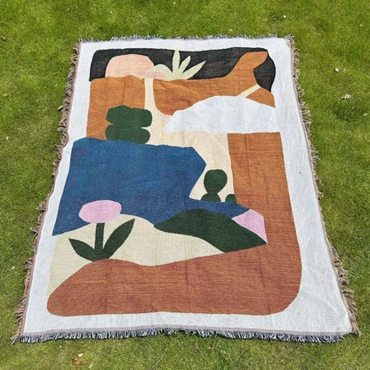 Geometric Abstract Blanket Art Tapestry InsOutdoor Camping Picnic Floor Mat Casual Tassels Sofa Cover Home Decor Throw Blankets-4