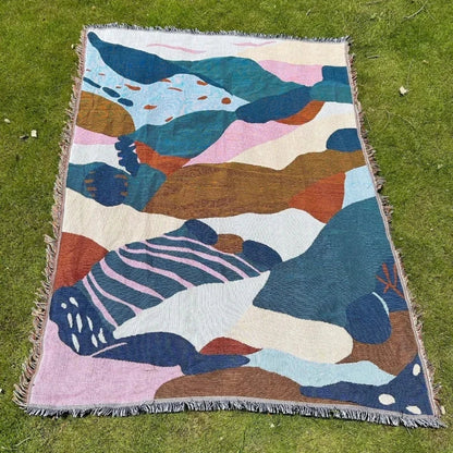 Variant image for Geometric Abstract Blanket Art Tapestry InsOutdoor Camping Picnic Floor Mat Casual Tassels Sofa Cover Home Decor Throw Blankets-4