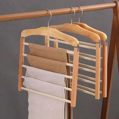Space Saving Wooden Closet Organizer Hanger Rack