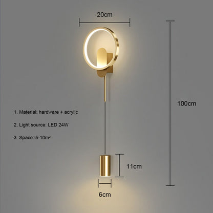 Contemporary Gold LED Wall Lamp 24W