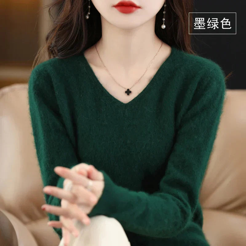 Soft Cashmere V Neck Women's Slim Fit Sweater