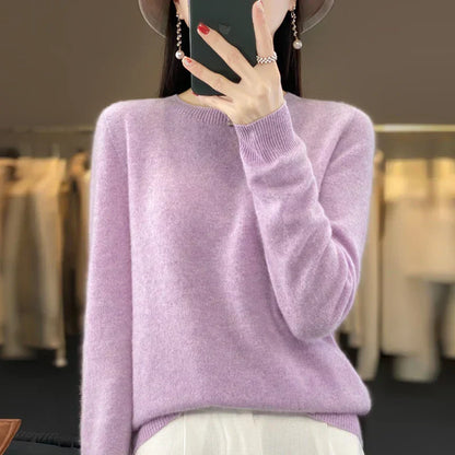 Cozy Women's Merino Wool Crew Neck Winter Sweater
