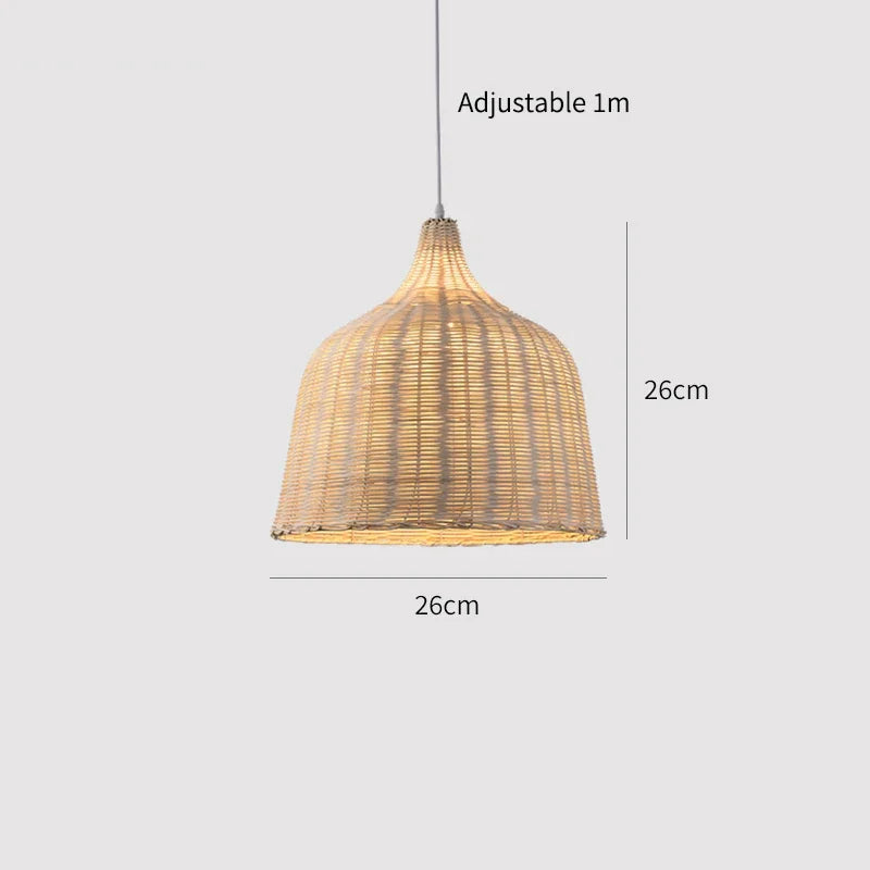 Natural Bamboo Hanging Lamp Handmade Asian Style