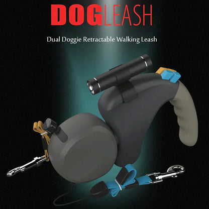 Dual Dog Retractable Walking Leash 360° Spin