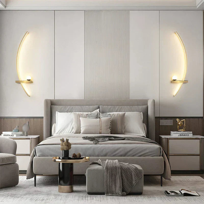 Modern Gold and Black Metal Outdoor Wall Lamp