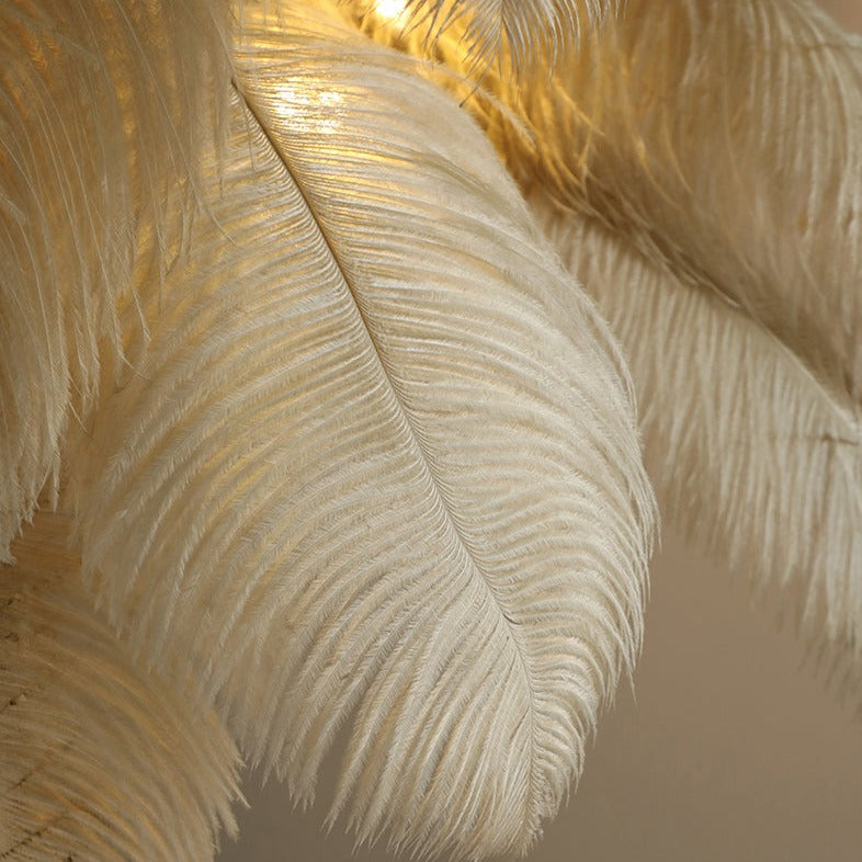 Tall Adjustable Feather LED Floor Lamp with Warm Light