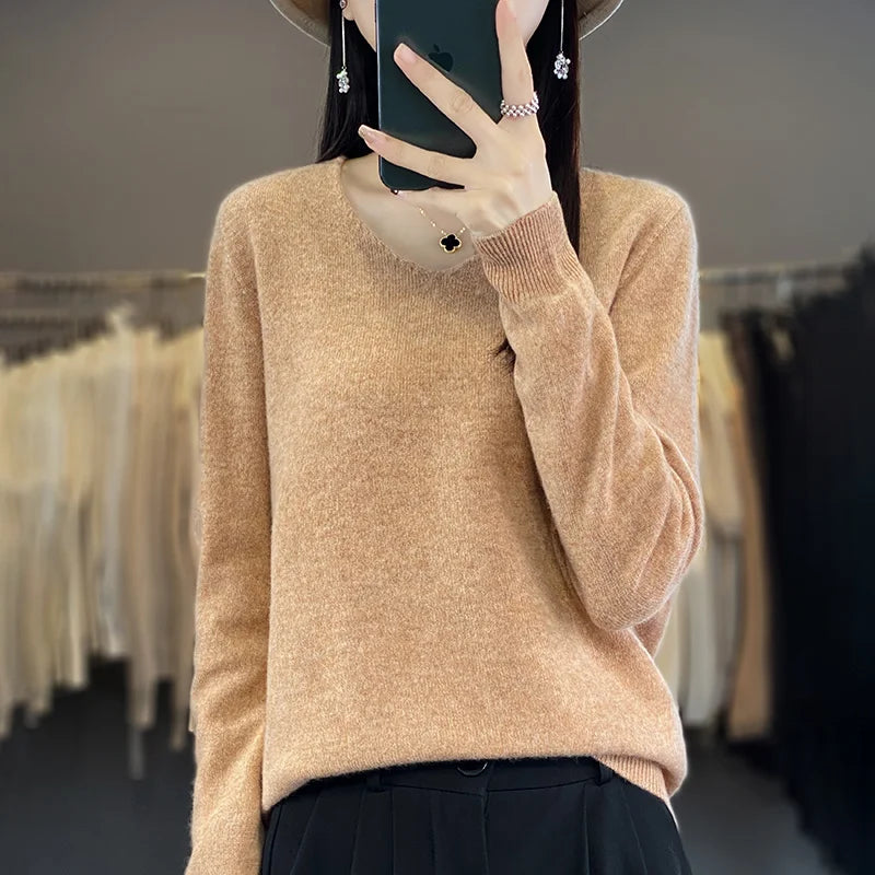 Cozy Australian Merino Wool V-Neck Sweater