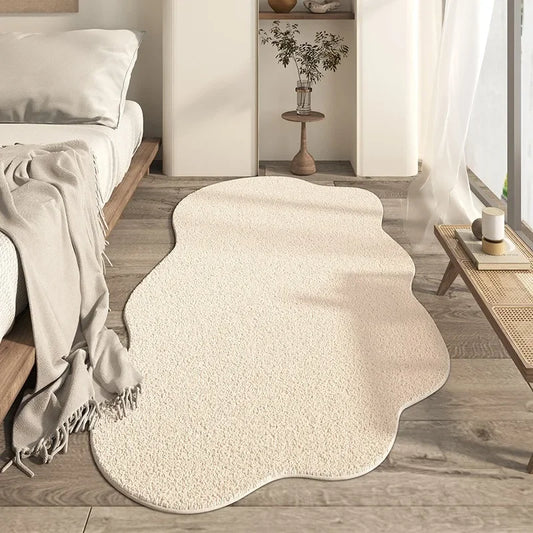 Beige Unique Shag Rug | Simple Anti-Slip Plush Mat - Lusomart