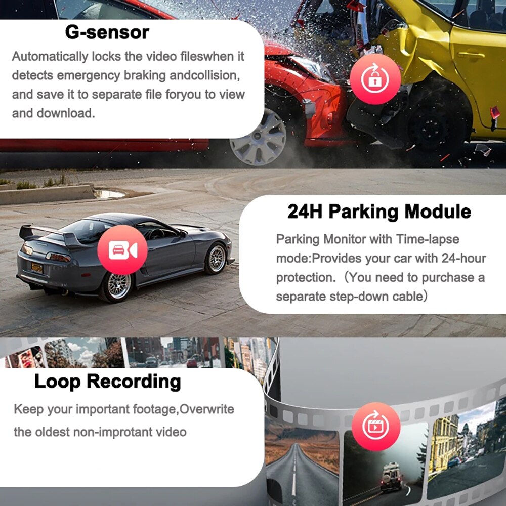 Safe Drive | Dual Lens Auto Dash Cam with 170° Wide Angle – Real-Time Monitoring for Enhanced Vehicle Security 3