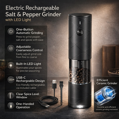 Automatic Salt Pepper Mill with LED Light