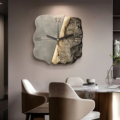 SandstoneElegance | Large Modern 3D Relief Silent Wall Clock 20-Inch 1