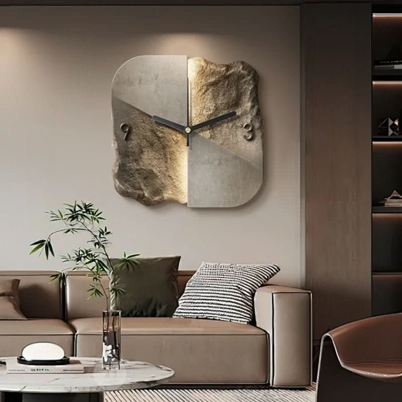 SandstoneElegance | Large Modern 3D Relief Silent Wall Clock 20-Inch 2